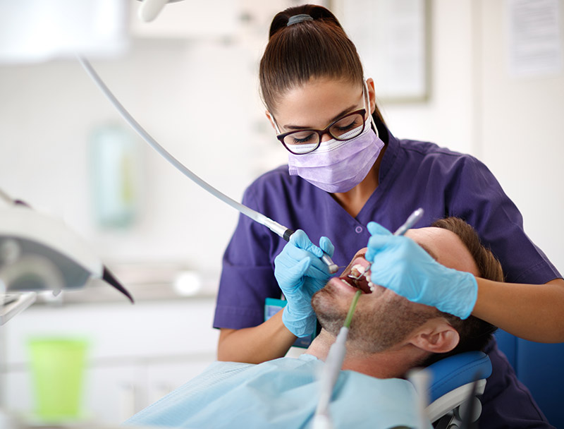 Purple-toned work scene